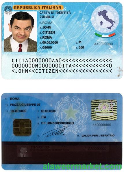 Italy ID template in PSD format, fully editable, with all fonts (2006 – 2016)